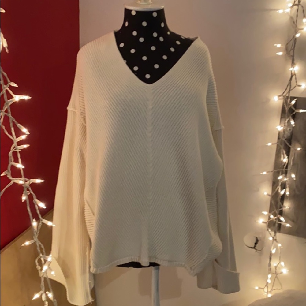 Cream v neck sweater